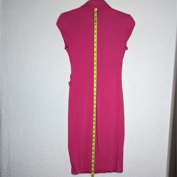 Vtg Cache Bodycon Dress Womens Sz Medium Hot Pink Barbiecore Stretch USA Rare - Picture 6 of 9